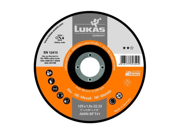 Diskas aliuminiui 125x1,0x22 LUKAS