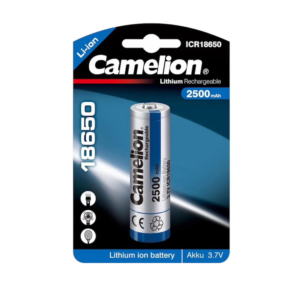 Įkraunamas elementas Li-ion 18650 3.7V B1 2500 mAh, ARCAS, 1 vnt.