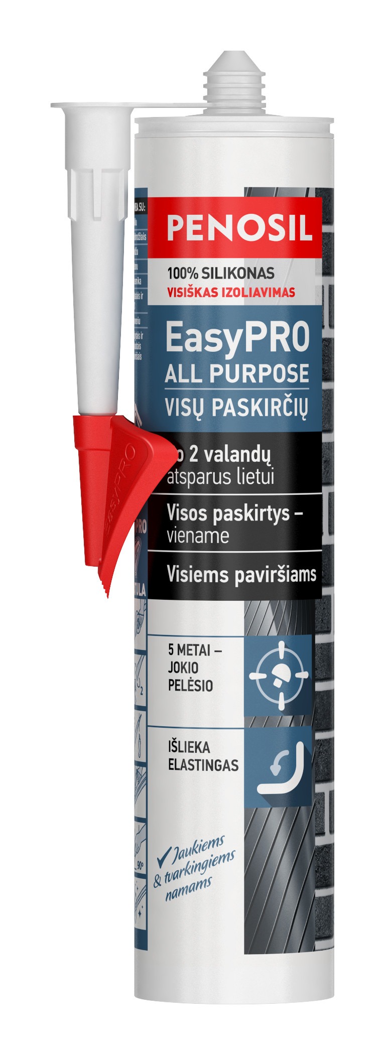 Silikonas All Purpose Easy Pro (pilkas) 310 ml Penosil